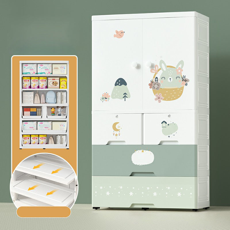 Weiße Plastikfamiliengarderobe 2 Türen Garderobenschrank für Zuhause