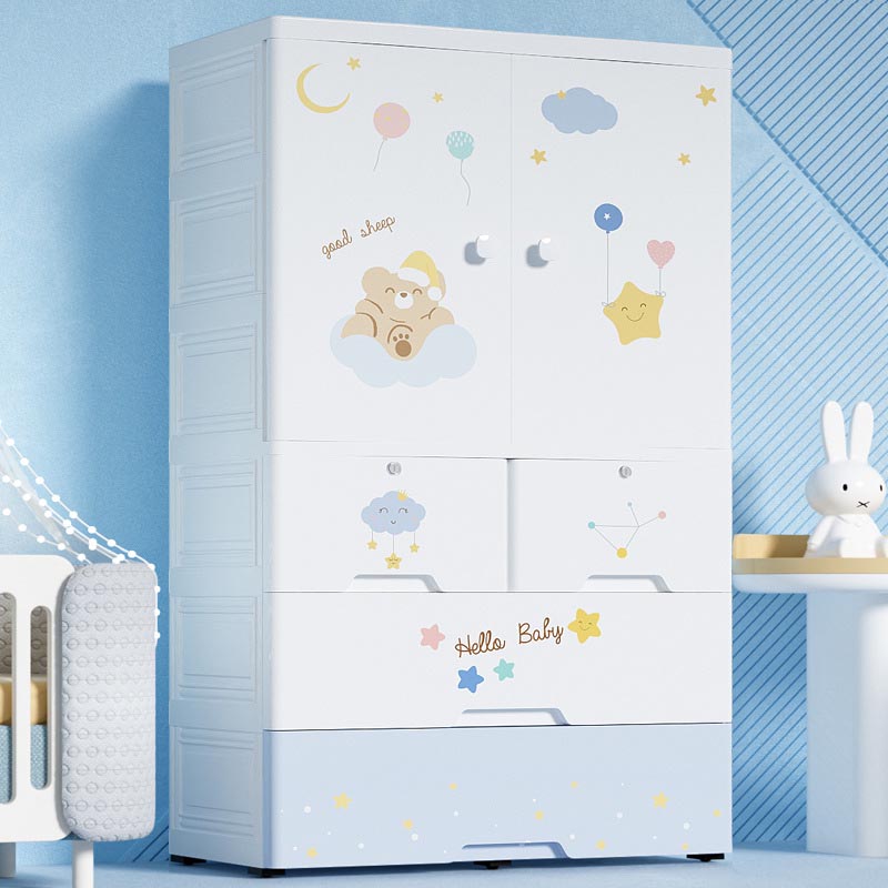 Weiße Plastikfamiliengarderobe 2 Türen Garderobenschrank für Zuhause