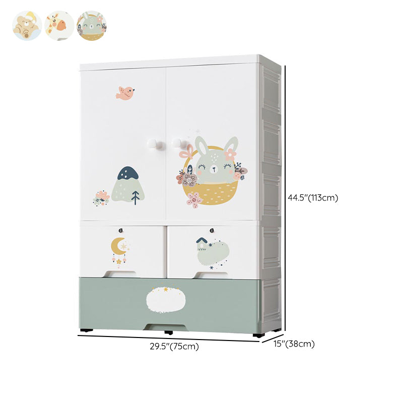 Weiße Plastikfamiliengarderobe 2 Türen Garderobenschrank für Zuhause