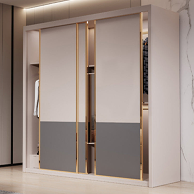 Modern Sliding Door Storage Cabinet Wooden Wardrobe Cabinet with Garment Rod Clearhalo 'Armoires & Wardrobes' 'armoires_wardrobes' 'Bedroom Furniture' 'furn' 'furn_armoires_wardrobes' 'Furniture' 6200937