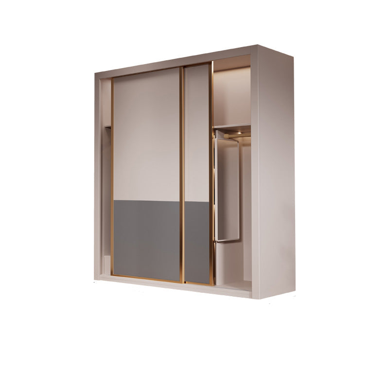 Modern Sliding Door Storage Cabinet Wooden Wardrobe Cabinet with Garment Rod Armoires & Wardrobes Clearhalo 'Armoires & Wardrobes' 'armoires_wardrobes' 'Bedroom Furniture' 'furn' 'furn_armoires_wardrobes' 'Furniture' 6200939