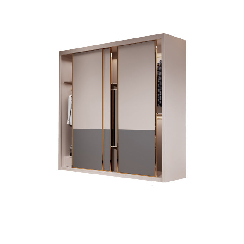 Modern Sliding Door Storage Cabinet Wooden Wardrobe Cabinet with Garment Rod Armoires & Wardrobes Clearhalo 'Armoires & Wardrobes' 'armoires_wardrobes' 'Bedroom Furniture' 'furn' 'furn_armoires_wardrobes' 'Furniture' 6200941