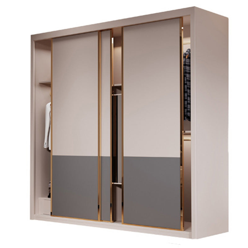 Modern Sliding Door Storage Cabinet Wooden Wardrobe Cabinet with Garment Rod Clearhalo 'Armoires & Wardrobes' 'armoires_wardrobes' 'Bedroom Furniture' 'furn' 'furn_armoires_wardrobes' 'Furniture' 6200945