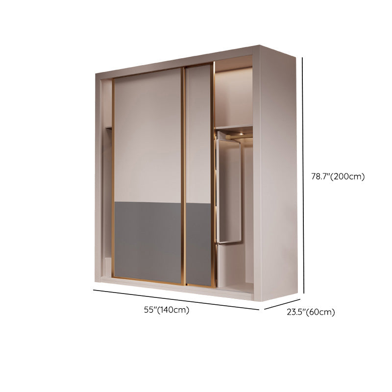 Modern Sliding Door Storage Cabinet Wooden Wardrobe Cabinet with Garment Rod Clearhalo 'Armoires & Wardrobes' 'armoires_wardrobes' 'Bedroom Furniture' 'furn' 'furn_armoires_wardrobes' 'Furniture' 6200954