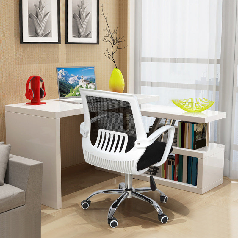 Modern Desk Chair Lumbar Support Mesh Mid-Back Office Chair in Black Clearhalo 'furn' 'furn_office_chair' 'Furniture' 'Office Chairs' 'Office Furniture' 'office_chair' 6201090