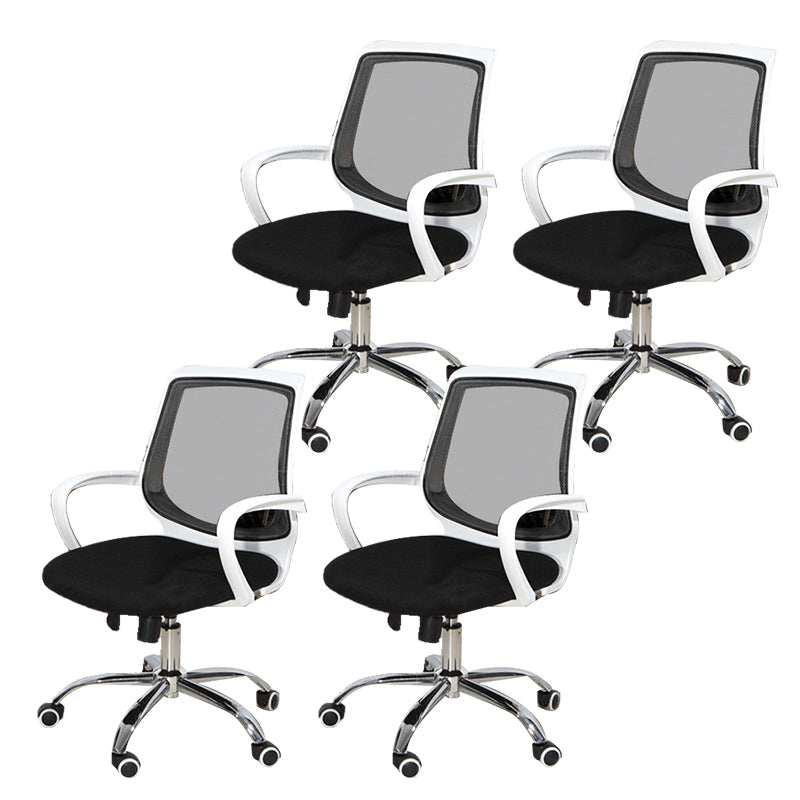 Modern Desk Chair Lumbar Support Mesh Mid-Back Office Chair in Black 4 Piece Set Clearhalo 'furn' 'furn_office_chair' 'Furniture' 'Office Chairs' 'Office Furniture' 'office_chair' 6201092
