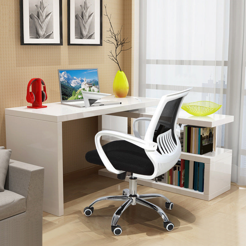 Modern Desk Chair Lumbar Support Mesh Mid-Back Office Chair in Black Clearhalo 'furn' 'furn_office_chair' 'Furniture' 'Office Chairs' 'Office Furniture' 'office_chair' 6201093