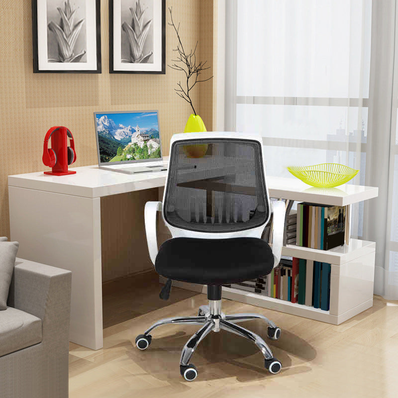 Modern Desk Chair Lumbar Support Mesh Mid-Back Office Chair in Black Clearhalo 'furn' 'furn_office_chair' 'Furniture' 'Office Chairs' 'Office Furniture' 'office_chair' 6201095