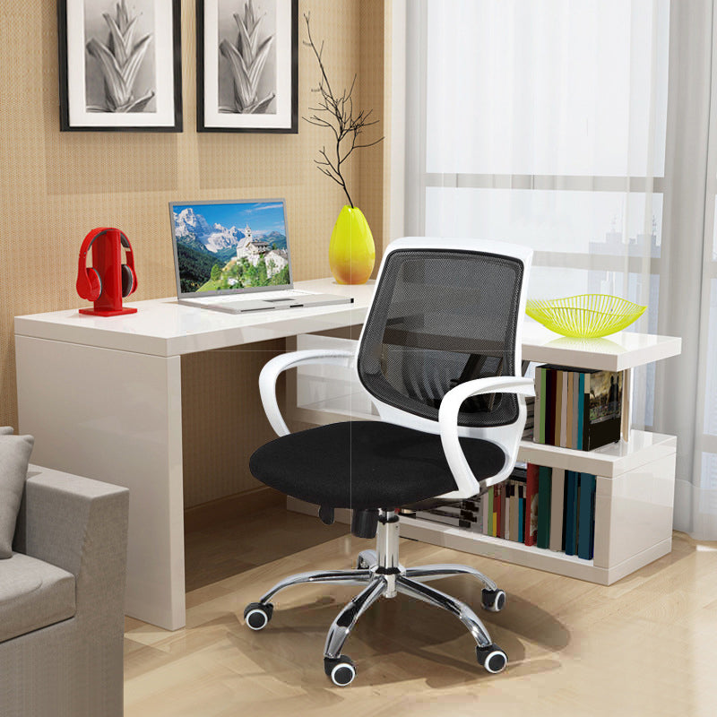 Modern Desk Chair Lumbar Support Mesh Mid-Back Office Chair in Black Clearhalo 'furn' 'furn_office_chair' 'Furniture' 'Office Chairs' 'Office Furniture' 'office_chair' 6201097