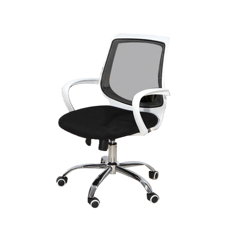 Modern Desk Chair Lumbar Support Mesh Mid-Back Office Chair in Black 1 Piece Clearhalo 'furn' 'furn_office_chair' 'Furniture' 'Office Chairs' 'Office Furniture' 'office_chair' 6201098