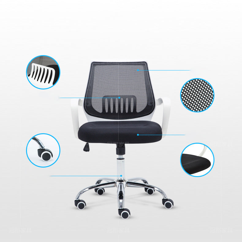 Modern Desk Chair Lumbar Support Mesh Mid-Back Office Chair in Black Clearhalo 'furn' 'furn_office_chair' 'Furniture' 'Office Chairs' 'Office Furniture' 'office_chair' 6201100