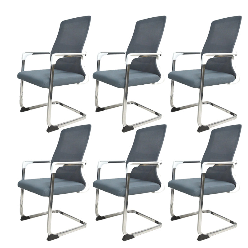 22"W Contemporary Desk Chair Breathable AirGrid Fixed Arms Office Chair Grey 6 Piece Set Clearhalo 'furn' 'furn_office_chair' 'Furniture' 'Office Chairs' 'Office Furniture' 'office_chair' 6201109
