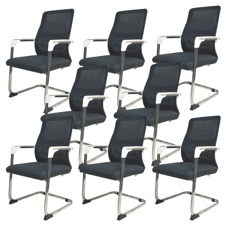 22"W Contemporary Desk Chair Breathable AirGrid Fixed Arms Office Chair Black 8 Piece Set Clearhalo 'furn' 'furn_office_chair' 'Furniture' 'Office Chairs' 'Office Furniture' 'office_chair' 6201120