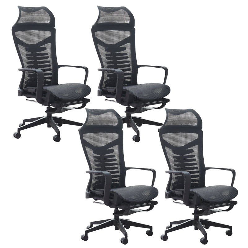 Modern Mesh Desk Chair Black High-Back Office Chair with Wheels Black 4 Piece Set Clearhalo 'furn' 'furn_office_chair' 'Furniture' 'Office Chairs' 'Office Furniture' 'office_chair' 6201124
