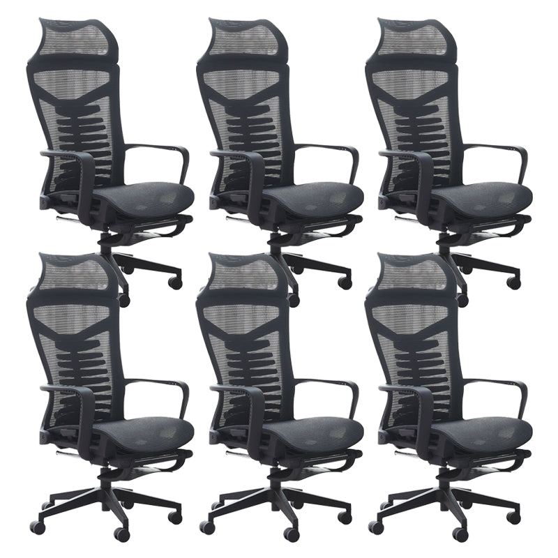 Modern Mesh Desk Chair Black High-Back Office Chair with Wheels Black 6 Piece Set Clearhalo 'furn' 'furn_office_chair' 'Furniture' 'Office Chairs' 'Office Furniture' 'office_chair' 6201127