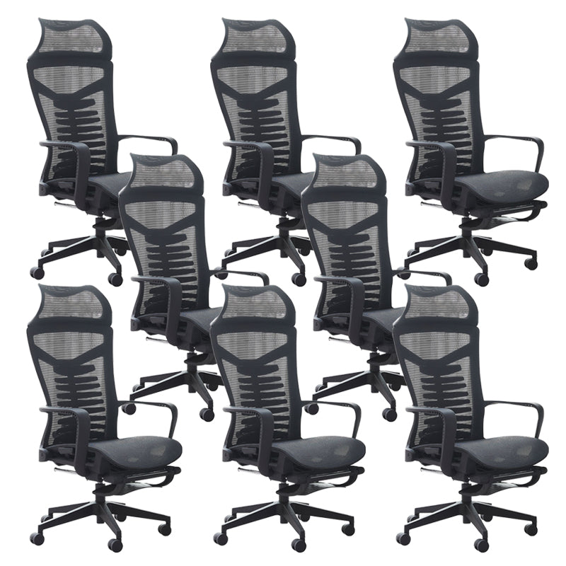 Modern Mesh Desk Chair Black High-Back Office Chair with Wheels Black 8 Piece Set Clearhalo 'furn' 'furn_office_chair' 'Furniture' 'Office Chairs' 'Office Furniture' 'office_chair' 6201129