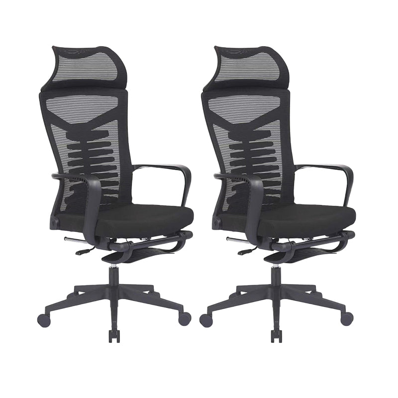 Modern Mesh Desk Chair Black High-Back Office Chair with Wheels Matte Black 2 Piece Set Clearhalo 'furn' 'furn_office_chair' 'Furniture' 'Office Chairs' 'Office Furniture' 'office_chair' 6201132