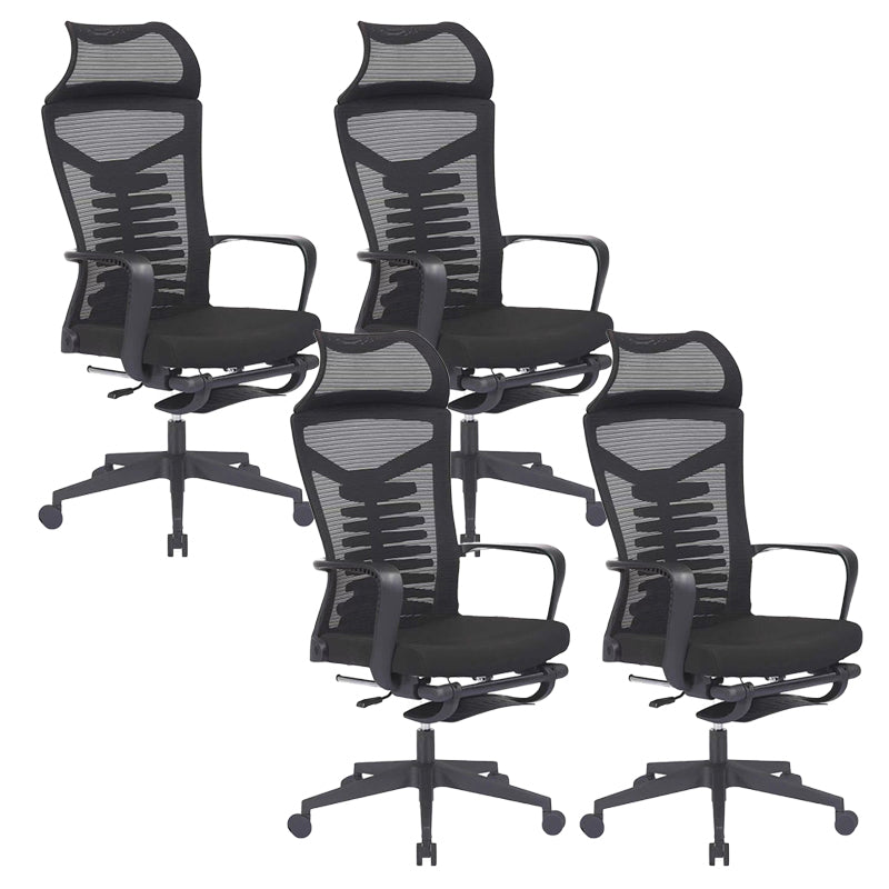 Modern Mesh Desk Chair Black High-Back Office Chair with Wheels Matte Black 4 Piece Set Clearhalo 'furn' 'furn_office_chair' 'Furniture' 'Office Chairs' 'Office Furniture' 'office_chair' 6201134