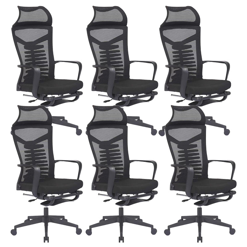 Modern Mesh Desk Chair Black High-Back Office Chair with Wheels Matte Black 6 Piece Set Clearhalo 'furn' 'furn_office_chair' 'Furniture' 'Office Chairs' 'Office Furniture' 'office_chair' 6201136