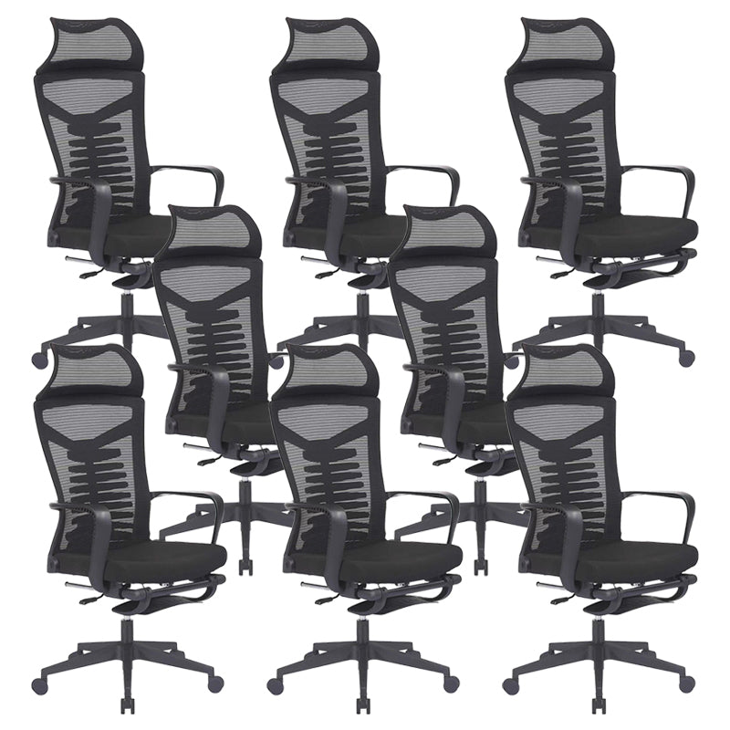 Modern Mesh Desk Chair Black High-Back Office Chair with Wheels Matte Black 8 Piece Set Clearhalo 'furn' 'furn_office_chair' 'Furniture' 'Office Chairs' 'Office Furniture' 'office_chair' 6201137