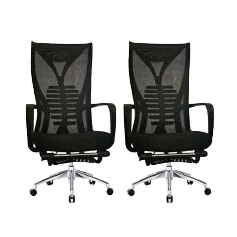 Modern Mesh Desk Chair Black High-Back Office Chair with Wheels Textured Black 2 Piece Set Clearhalo 'furn' 'furn_office_chair' 'Furniture' 'Office Chairs' 'Office Furniture' 'office_chair' 6201139