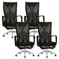 Modern Mesh Desk Chair Black High-Back Office Chair with Wheels Textured Black 4 Piece Set Clearhalo 'furn' 'furn_office_chair' 'Furniture' 'Office Chairs' 'Office Furniture' 'office_chair' 6201140