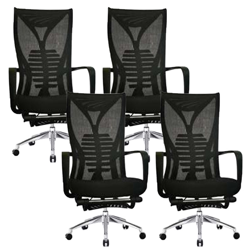 Modern Mesh Desk Chair Black High-Back Office Chair with Wheels Textured Black 4 Piece Set Clearhalo 'furn' 'furn_office_chair' 'Furniture' 'Office Chairs' 'Office Furniture' 'office_chair' 6201140
