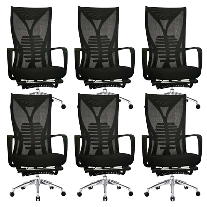 Modern Mesh Desk Chair Black High-Back Office Chair with Wheels Textured Black 6 Piece Set Clearhalo 'furn' 'furn_office_chair' 'Furniture' 'Office Chairs' 'Office Furniture' 'office_chair' 6201141