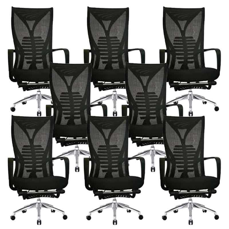 Modern Mesh Desk Chair Black High-Back Office Chair with Wheels Textured Black 8 Piece Set Clearhalo 'furn' 'furn_office_chair' 'Furniture' 'Office Chairs' 'Office Furniture' 'office_chair' 6201142
