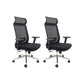 Modern Desk Chair Mesh Computer Chair Adjustable Chair with Wheels Black 2 Piece Set Metal Clearhalo 'furn' 'furn_office_chair' 'Furniture' 'Office Chairs' 'Office Furniture' 'office_chair' 6201220