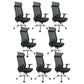 Modern Desk Chair Mesh Computer Chair Adjustable Chair with Wheels Black 8 Piece Set Metal Clearhalo 'furn' 'furn_office_chair' 'Furniture' 'Office Chairs' 'Office Furniture' 'office_chair' 6201226