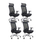 Modern Desk Chair Mesh Computer Chair Adjustable Chair with Wheels Matte Black 4 Piece Set Metal Clearhalo 'furn' 'furn_office_chair' 'Furniture' 'Office Chairs' 'Office Furniture' 'office_chair' 6201237