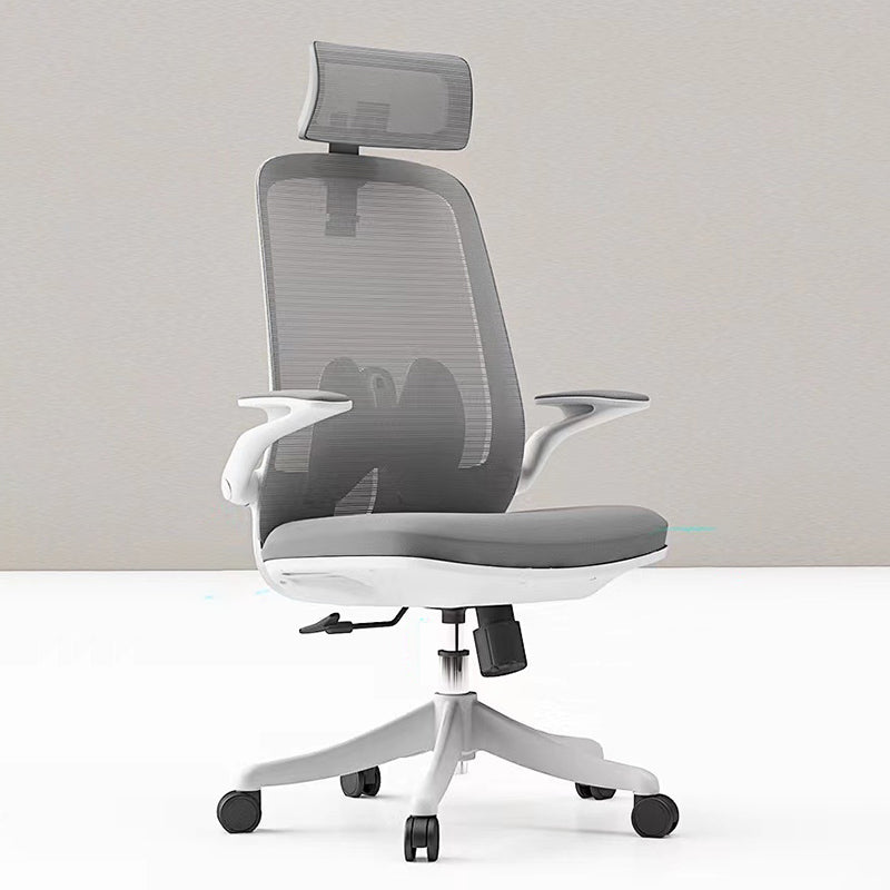 Flip-Up Armrest Chair Microfiber Desk High Back Chair Breathable Air Grid Lumbar Support Clearhalo 'furn' 'furn_office_chair' 'Furniture' 'Office Chairs' 'Office Furniture' 'office_chair' 6201276