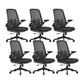 Flip-Up Armrest Chair Microfiber Desk High Back Chair Breathable Air Grid Lumbar Support Black 6 Piece Set Without Headrest Clearhalo 'furn' 'furn_office_chair' 'Furniture' 'Office Chairs' 'Office Furniture' 'office_chair' 6201286