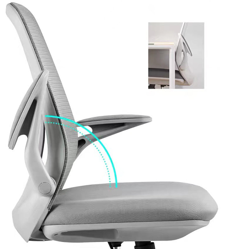 Flip-Up Armrest Chair Microfiber Desk High Back Chair Breathable Air Grid Lumbar Support Clearhalo 'furn' 'furn_office_chair' 'Furniture' 'Office Chairs' 'Office Furniture' 'office_chair' 6201288