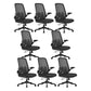 Flip-Up Armrest Chair Microfiber Desk High Back Chair Breathable Air Grid Lumbar Support Black 8 Piece Set Without Headrest Clearhalo 'furn' 'furn_office_chair' 'Furniture' 'Office Chairs' 'Office Furniture' 'office_chair' 6201289