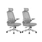 Flip-Up Armrest Chair Microfiber Desk High Back Chair Breathable Air Grid Lumbar Support Grey 2 Piece Set With Headrest Clearhalo 'furn' 'furn_office_chair' 'Furniture' 'Office Chairs' 'Office Furniture' 'office_chair' 6201291