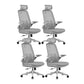 Flip-Up Armrest Chair Microfiber Desk High Back Chair Breathable Air Grid Lumbar Support Grey 4 Piece Set With Headrest Clearhalo 'furn' 'furn_office_chair' 'Furniture' 'Office Chairs' 'Office Furniture' 'office_chair' 6201293