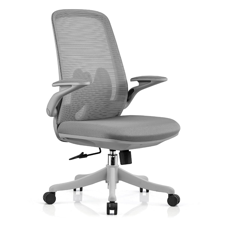 Flip-Up Armrest Chair Microfiber Desk High Back Chair Breathable Air Grid Lumbar Support Clearhalo 'furn' 'furn_office_chair' 'Furniture' 'Office Chairs' 'Office Furniture' 'office_chair' 6201294