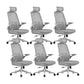 Flip-Up Armrest Chair Microfiber Desk High Back Chair Breathable Air Grid Lumbar Support Grey 6 Piece Set With Headrest Clearhalo 'furn' 'furn_office_chair' 'Furniture' 'Office Chairs' 'Office Furniture' 'office_chair' 6201295