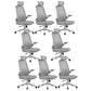 Flip-Up Armrest Chair Microfiber Desk High Back Chair Breathable Air Grid Lumbar Support Grey 8 Piece Set With Headrest Clearhalo 'furn' 'furn_office_chair' 'Furniture' 'Office Chairs' 'Office Furniture' 'office_chair' 6201296