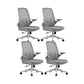 Flip-Up Armrest Chair Microfiber Desk High Back Chair Breathable Air Grid Lumbar Support Grey 4 Piece Set Without Headrest Clearhalo 'furn' 'furn_office_chair' 'Furniture' 'Office Chairs' 'Office Furniture' 'office_chair' 6201298
