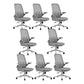 Flip-Up Armrest Chair Microfiber Desk High Back Chair Breathable Air Grid Lumbar Support Grey 8 Piece Set Without Headrest Clearhalo 'furn' 'furn_office_chair' 'Furniture' 'Office Chairs' 'Office Furniture' 'office_chair' 6201300