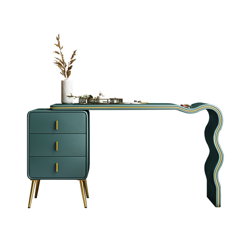 Vanity di trucco verde con 3 cassetti di stoccaggio da 18,89 "Capestre in pelle ampia