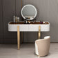 Glam Vanity Makeup Table Set Glass Top Dressing Table with Double Drawers Clearhalo 'Bedroom Furniture' 'furn' 'furn_makeup_vanities' 'Furniture' 'Makeup Vanities' 'makeup_vanities' 6201357