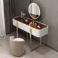 Glam Vanity Makeup Table Set Glass Top Dressing Table with Double Drawers Clearhalo 'Bedroom Furniture' 'furn' 'furn_makeup_vanities' 'Furniture' 'Makeup Vanities' 'makeup_vanities' 6201358