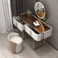 Glam Vanity Makeup Table Set Glass Top Dressing Table with Double Drawers Clearhalo 'Bedroom Furniture' 'furn' 'furn_makeup_vanities' 'Furniture' 'Makeup Vanities' 'makeup_vanities' 6201359