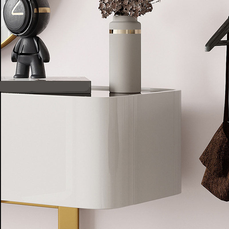 Glam Vanity Makeup Table Set Glass Top Dressing Table with Double Drawers Clearhalo 'Bedroom Furniture' 'furn' 'furn_makeup_vanities' 'Furniture' 'Makeup Vanities' 'makeup_vanities' 6201364