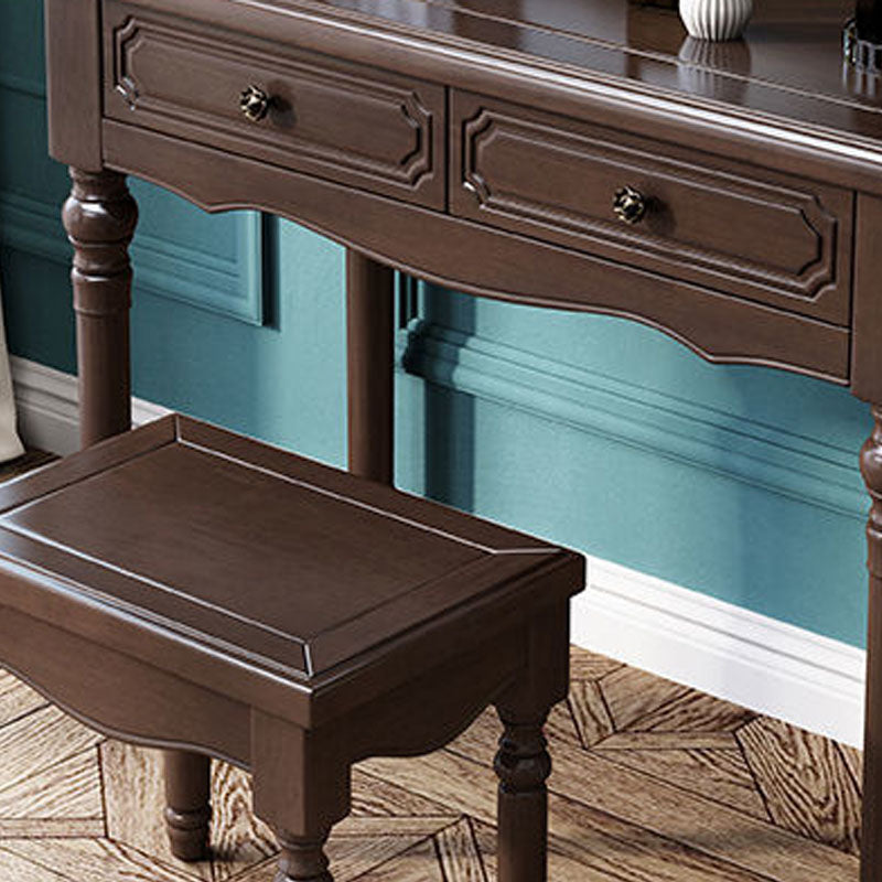Victorian Dressing Table with 2-Drawers and Mirror Make-up Vanity