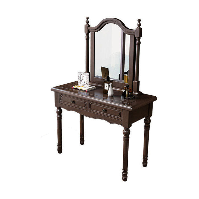 Victorian Dressing Table with 2-Drawers and Mirror Make-up Vanity
